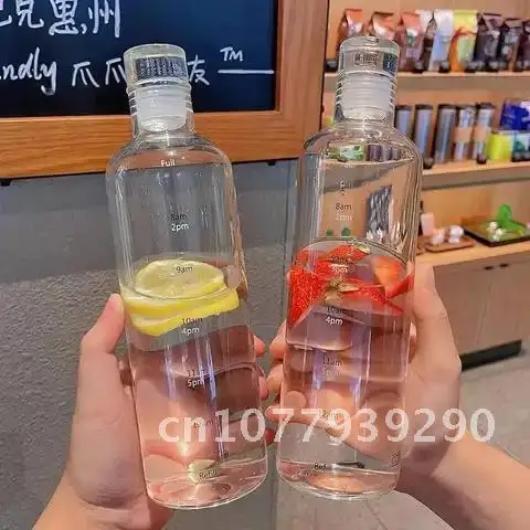 500/750ml Large Capacity Glass Bottle With Time Marker Cover For Water Drinks Transparent Milk Juice Simple Cup Birthday Gift
500/750ml Large Capacity Glass Bottle With Time Marker Cover For Water Drinks Transparent Milk Juice Simple Cup Birthday Gift