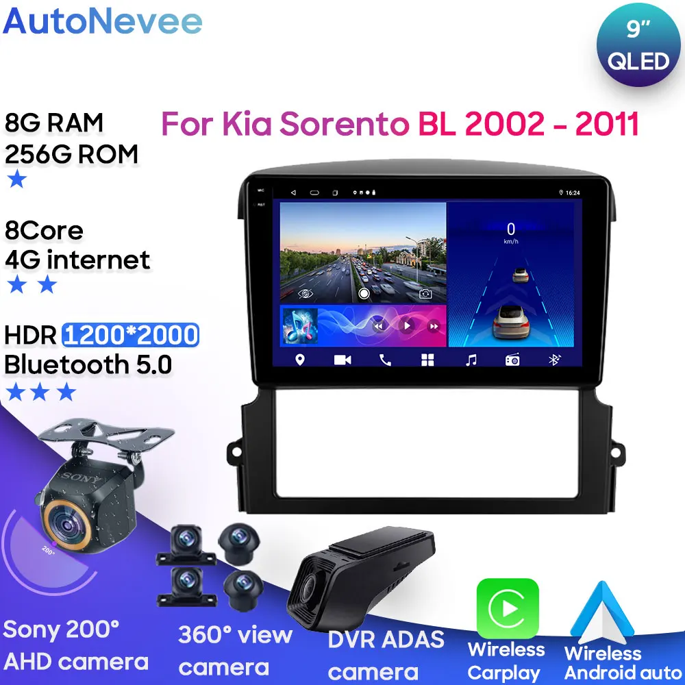 

Android Auto For Kia Sorento BL 2002 - 2011 Car Stereo Player Multimedia Head Unit GPS Navigation BT Carplay CPU HDR No 2din DVD