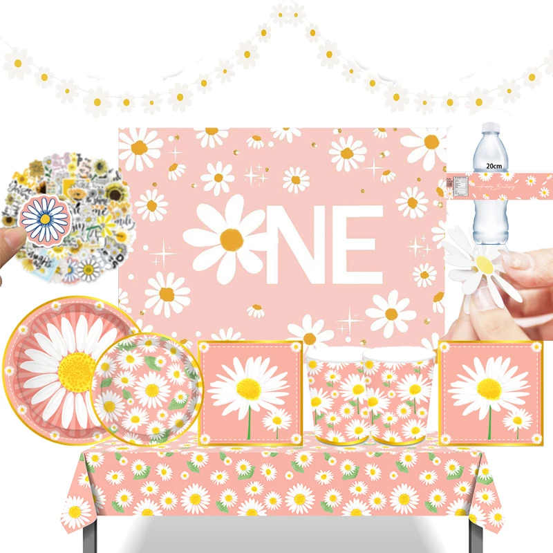 Daisy Flower Birthday Party Supplies Set Plates Cups Napkins Tablecloth Banner for Summer Themed Baby Shower Party Decorations
Daisy Flower Birthday Party Supplies Set Plates Cups Napkins Tablecloth Banner for Summer Themed Baby Shower Party Decorations