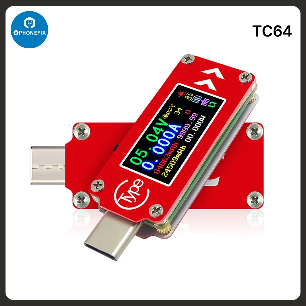 RD TC64 Type-C Mini Multimeter Colorful 0.96 Inch LCD Display USB Voltmeter Ammeter Voltage Current Meter Tester
RD TC64 Type-C Mini Multimeter Colorful 0.96 Inch LCD Display USB Voltmeter Ammeter Voltage Current Meter Tester