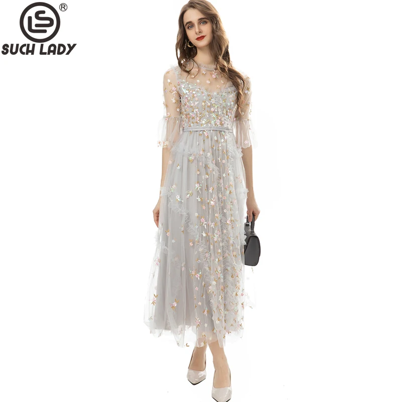 Women's Runway Dresses O Neck Half Sleeves Embroidery Sexy Tulle Laid Over Elegant Designer Party Prom Gown
Women's Runway Dresses O Neck Half Sleeves Embroidery Sexy Tulle Laid Over Elegant Designer Party Prom Gown