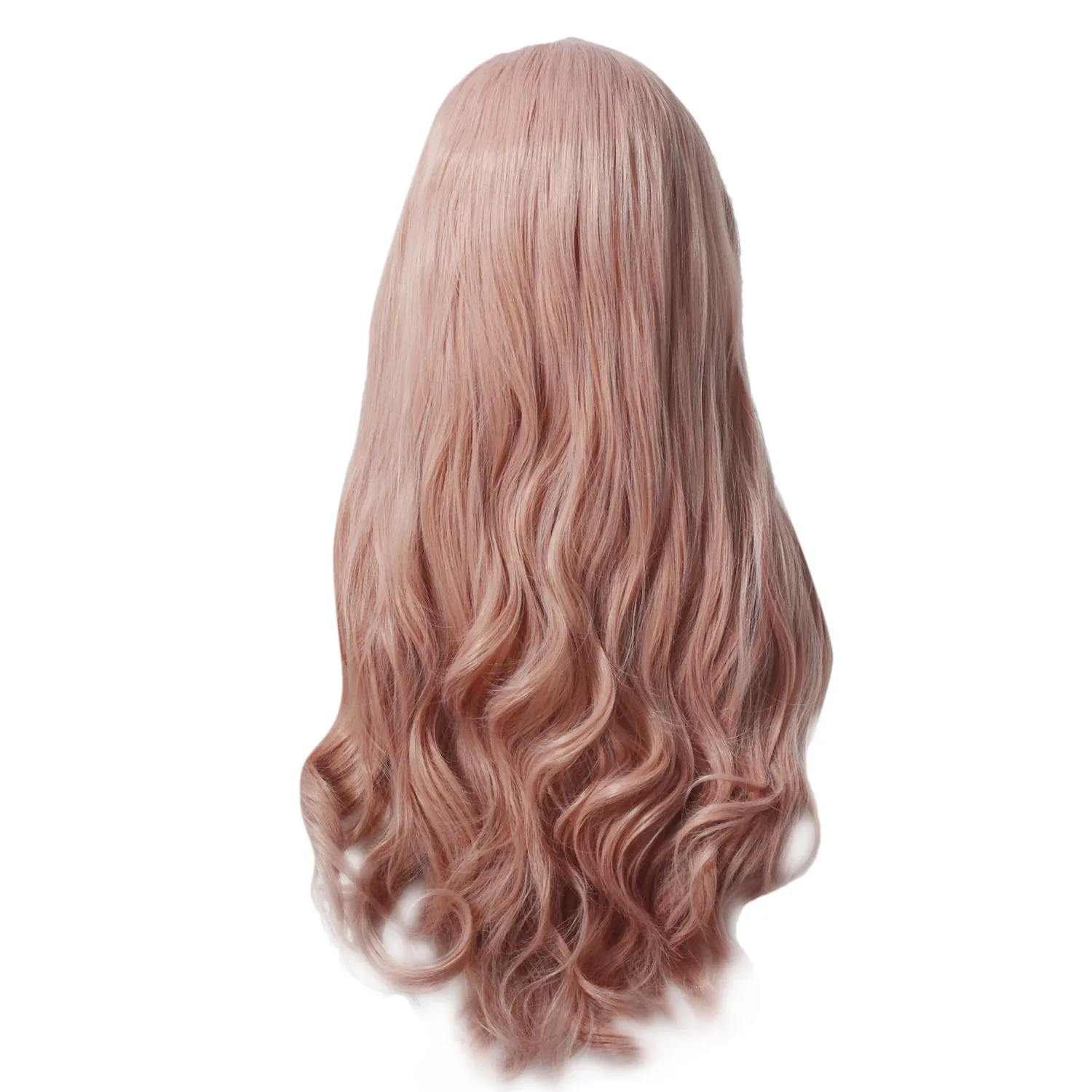 

Lace Front Wig with Pink Long Curly Hair,24 Inch Fluffy Large Wavy Chemical Fiber Hair