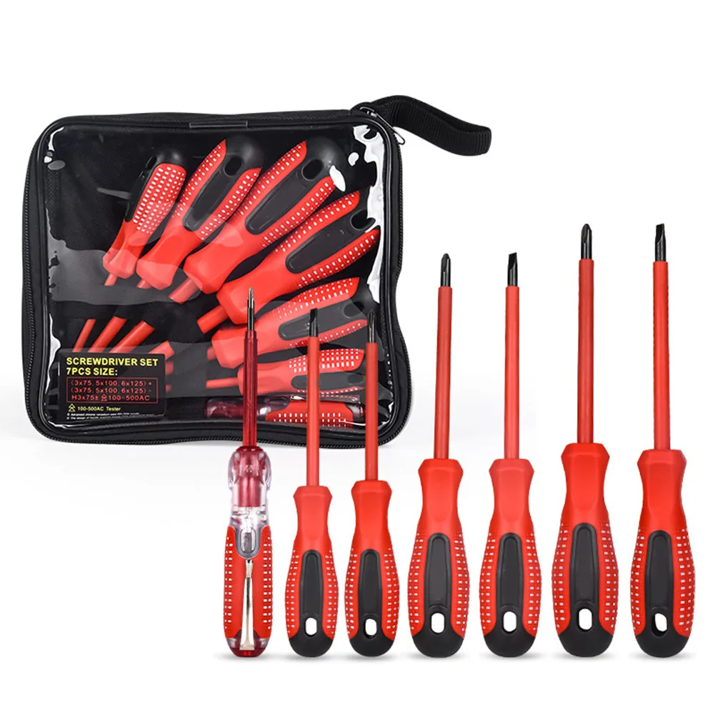 7 Pcs Insulated Electrician Screwdriver Household Magnetic Cross Slotted Screwdriver Test Pen Electricians Repair Hand Tools
7 Pcs Insulated Electrician Screwdriver Household Magnetic Cross Slotted Screwdriver Test Pen Electricians Repair Hand Tools