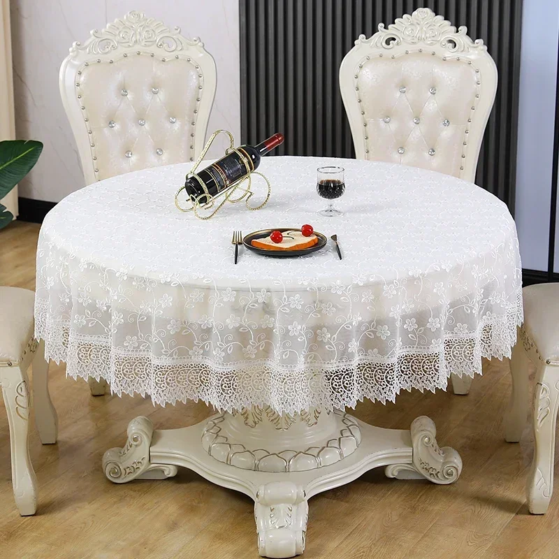 

European linen tablecloth round lace tablecloths dining table cover coffee table for living room decor emboridery table cloth