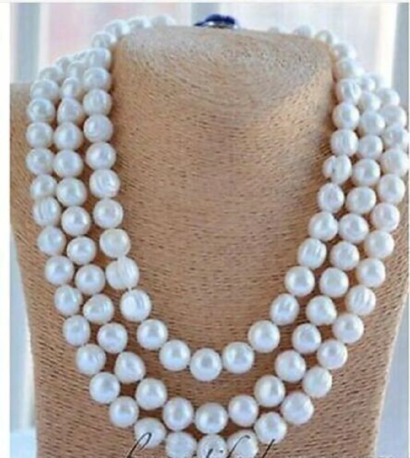 

50 single strand AAA 10-11mm South China Sea Baroque white pearl necklace with 14K buckle