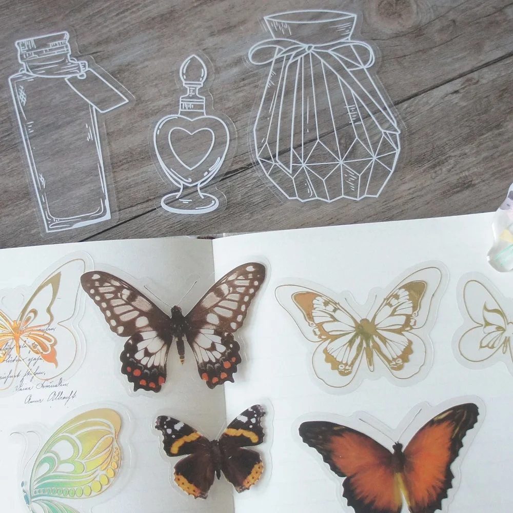 38pcs Catch Gold Butterfly and Put in The Glassware Style PVC Sticker Scrapbooking DIY Gift Packing Label Gift Decoration Tag
38pcs Catch Gold Butterfly and Put in The Glassware Style PVC Sticker Scrapbooking DIY Gift Packing Label Gift Decoration Tag
