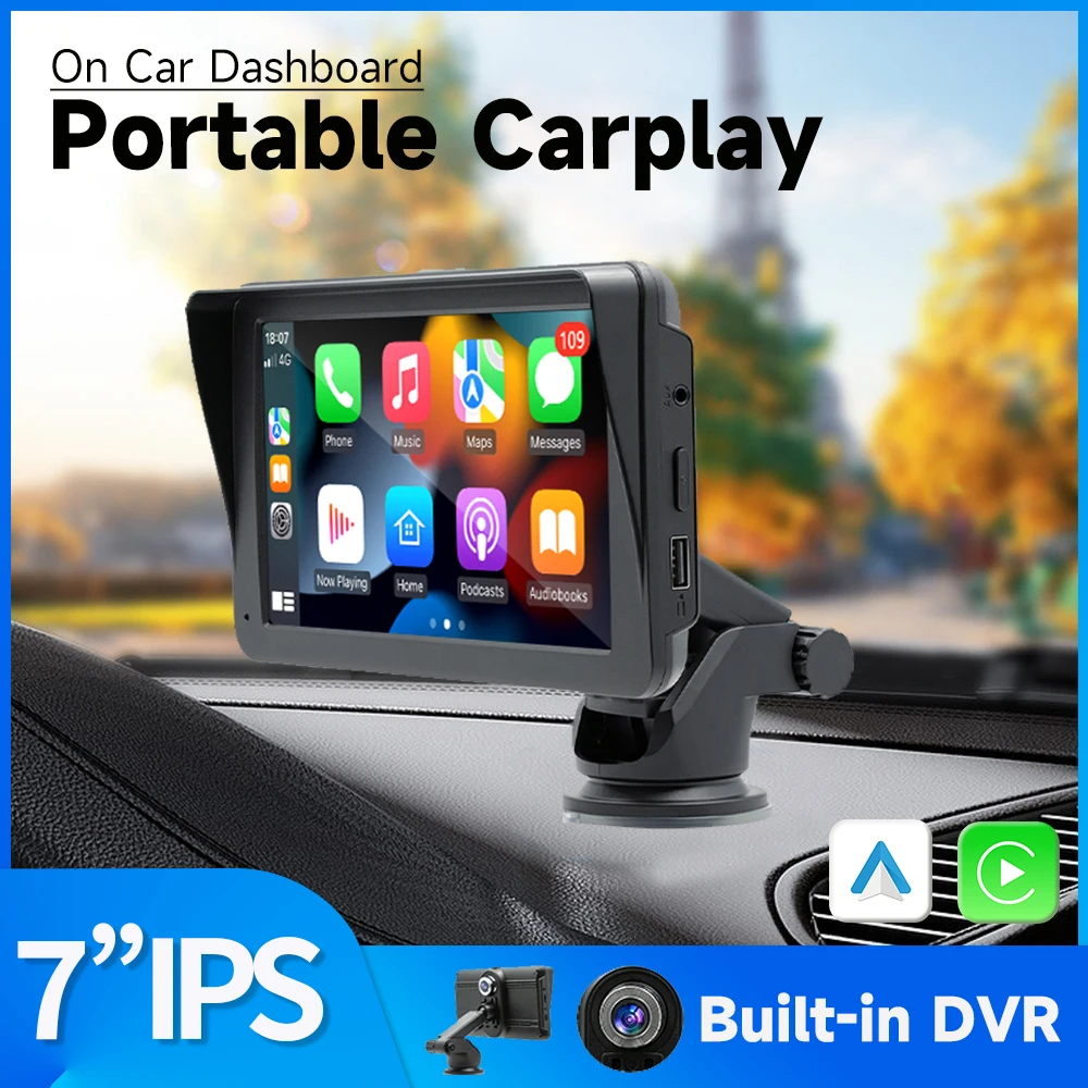 

7inch Portable Car Radio Automotive Multimedia MP5 with DVR Video Stereo Autoradio Bluetooth Android Auto Wireless Apple Carplay