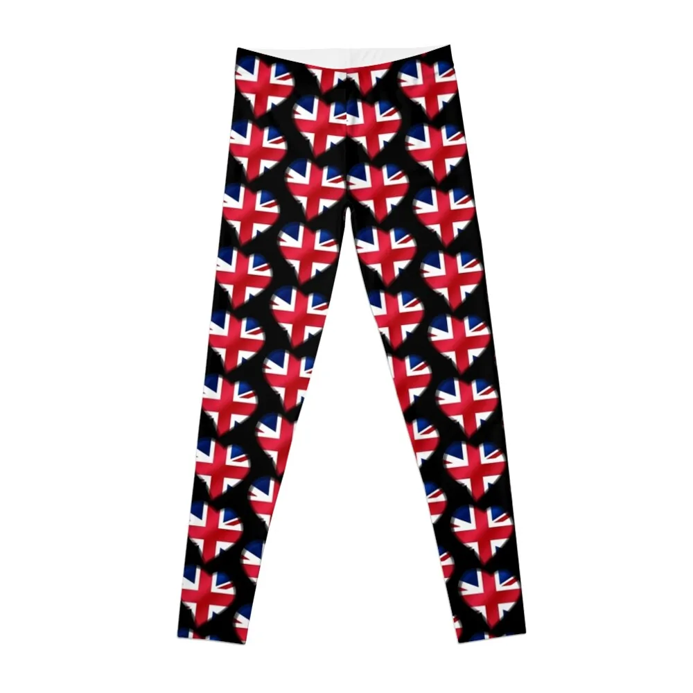 

British Union Jack Flag - United Kingdom UK - Heart Leggings Sweatpants Women's fitness Sportswear woman gym Womens Leggings