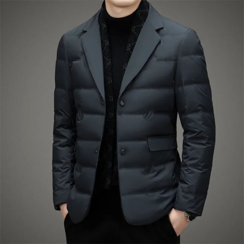 

Down Suit Men 2024 New Middle-aged Men Winter Warm Duck Down Clothes Father Winter Suit Coat Blazer Masculino Slim Fit