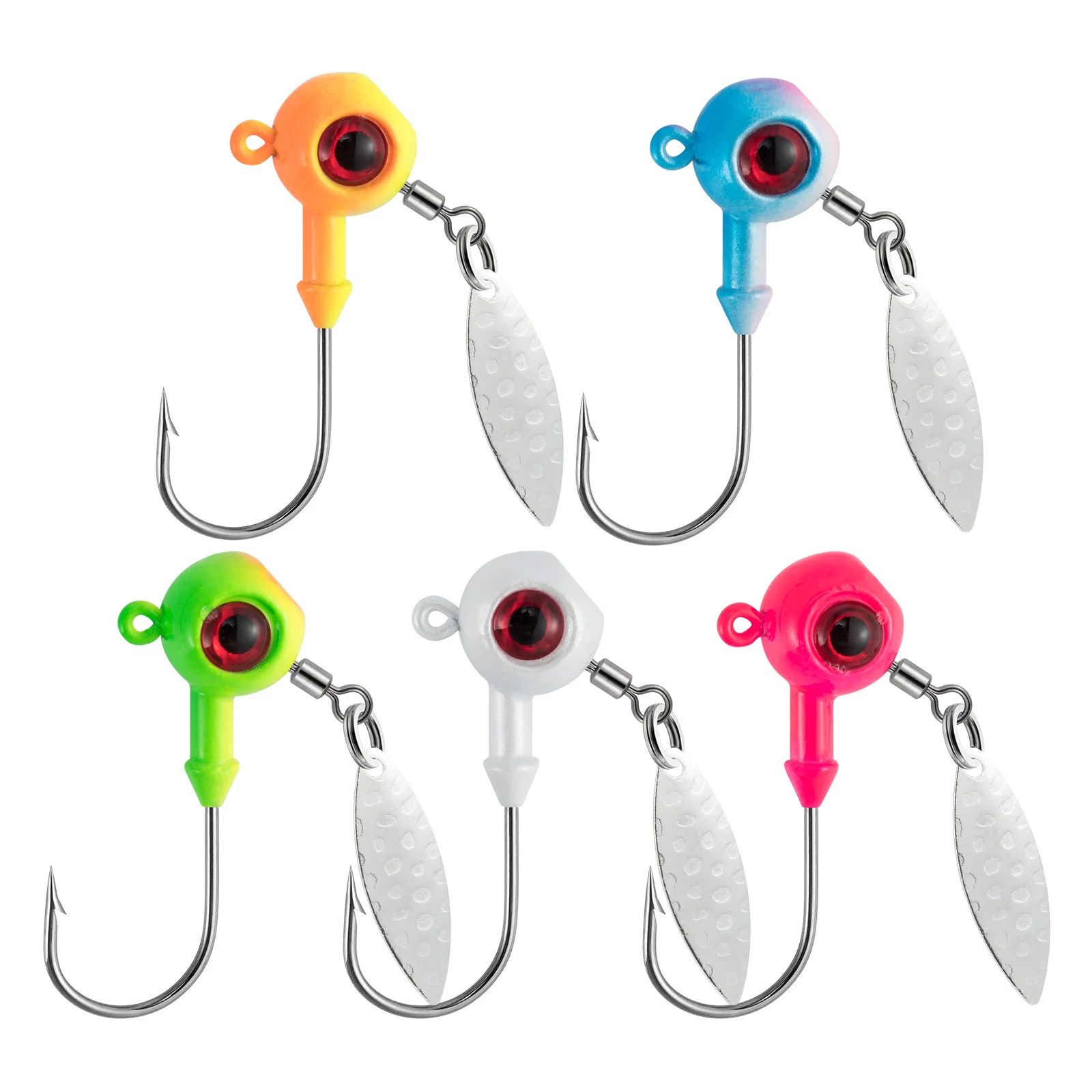 5pcs Jig Head Hook 3.5g 5g 7g Spinner Blade Painted Underspin Stand Up Jig Crappie Jig Head for Soft Lure Live Bait Bass Trout
5pcs Jig Head Hook 3.5g 5g 7g Spinner Blade Painted Underspin Stand Up Jig Crappie Jig Head for Soft Lure Live Bait Bass Trout