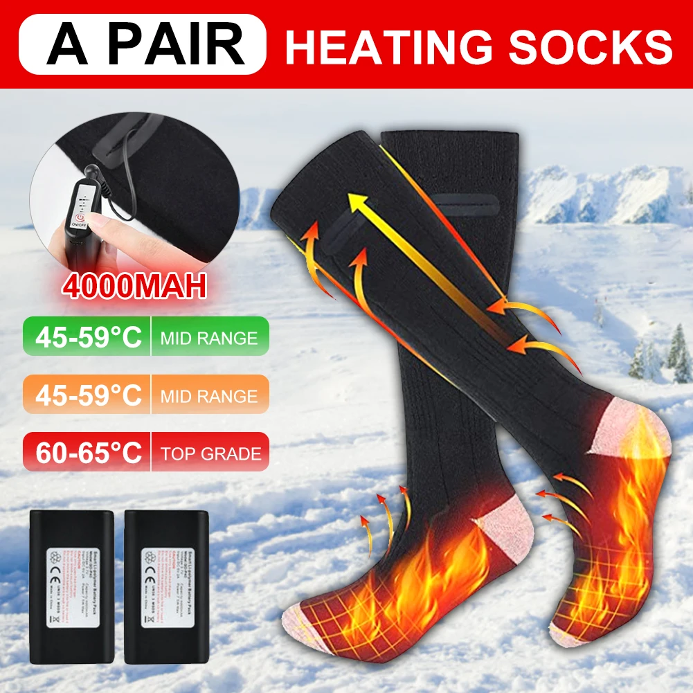 Winter Electric Heated Socks with Portable Power Bank Adjustable 3 Temperature Settings Heating Socks Unisex for Outdoor Travel
Winter Electric Heated Socks with Portable Power Bank Adjustable 3 Temperature Settings Heating Socks Unisex for Outdoor Travel