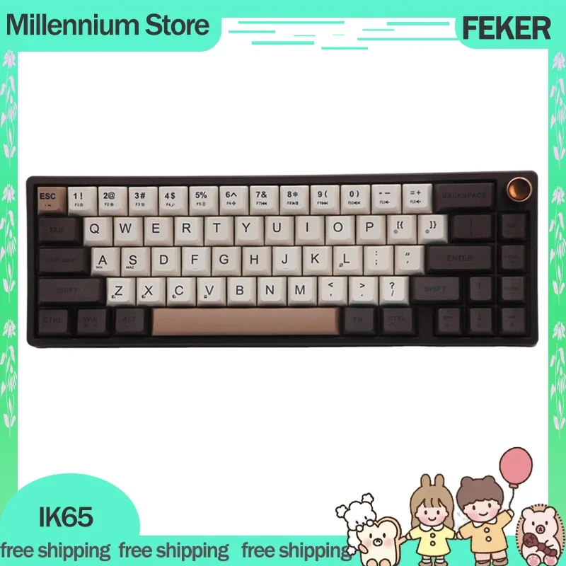 

FEKER IK65 Mechanical Keyboard 3Mode USB/2.4G/Bluetooth Wireless Keyboard RGB Backlit 69 Keys Structure Gaming Keyboards Gifts