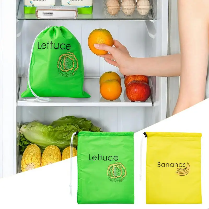 

Banana Holder Bag For Vegetables Reusable Produce Bags With Drawstring Design Durable Storage Bag Prevents Odor For Fruits