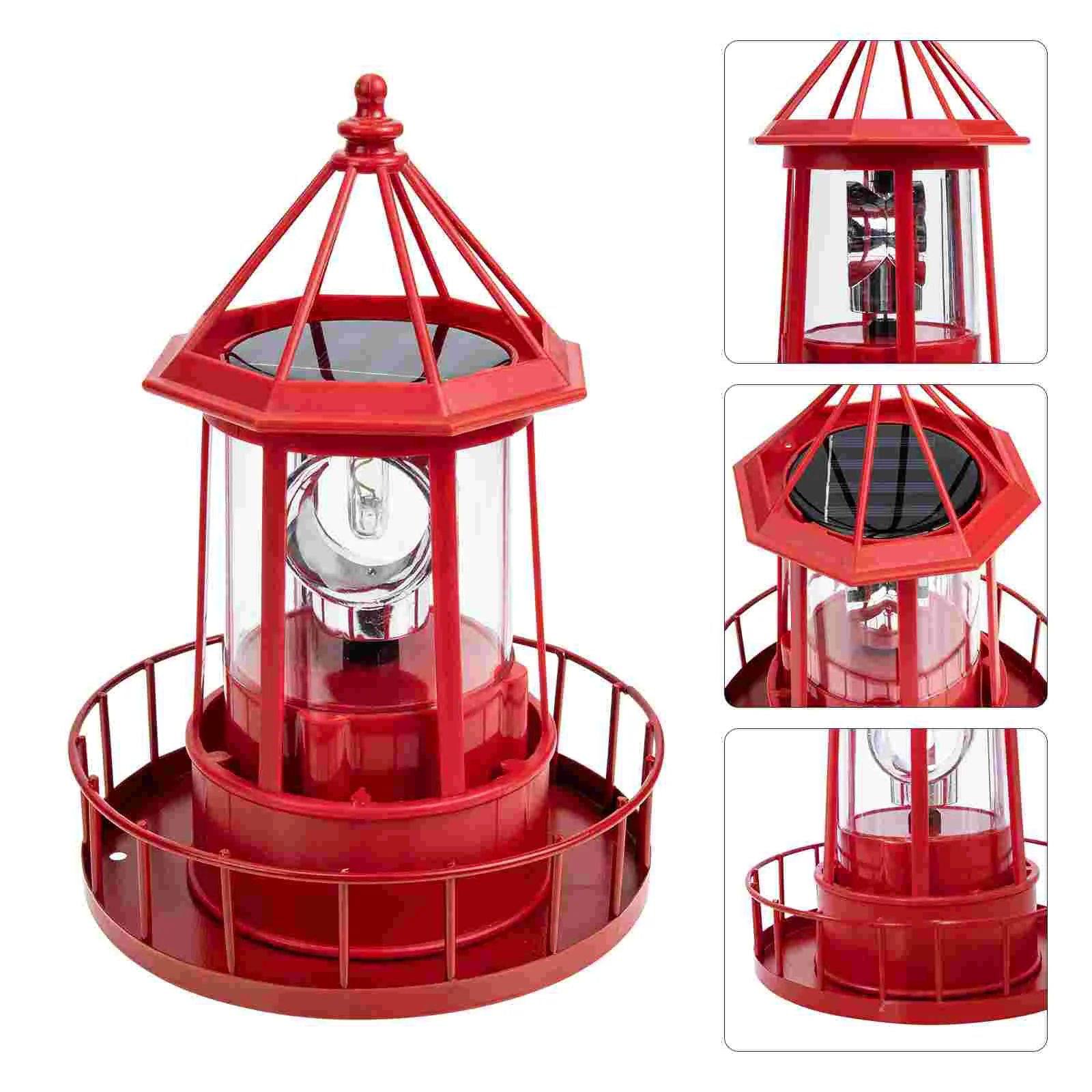 

Rotating Beacon Light Outdoor Lantern Lighthouse-shape Garden Lamp Decor Abs Lighthouse-shaped Solar Iron Landscape Yard