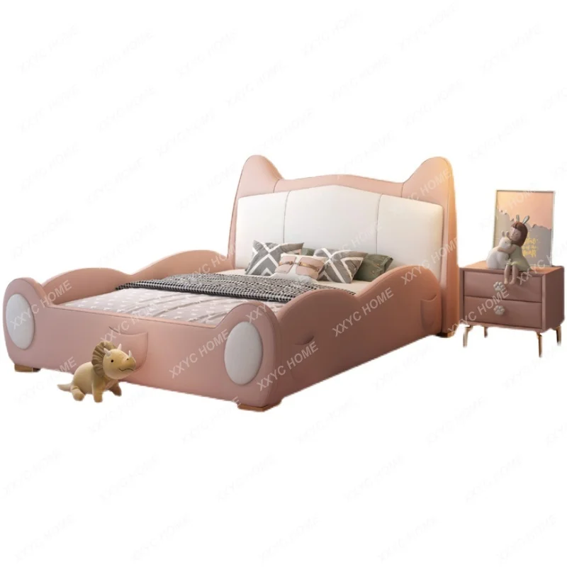 Children's Bed Pink Princess Bed Girl with Fence Slide Light Luxury Multifunctional Leather Bed
Children's Bed Pink Princess Bed Girl with Fence Slide Light Luxury Multifunctional Leather Bed