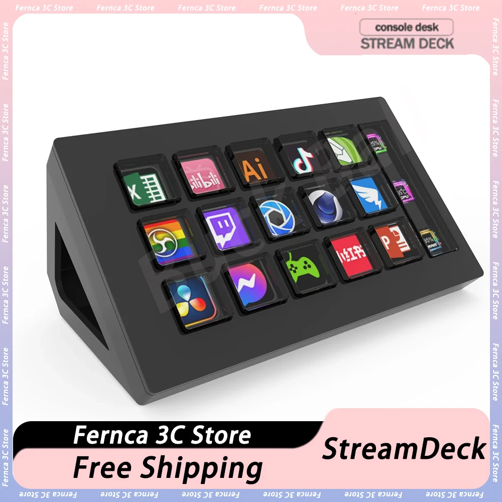 

StreamDeck Visual 15 Keys Keyboard LCD Button Live Content Creation Controller Custom Button For Android/iOS/Windows/MacOS Gifts