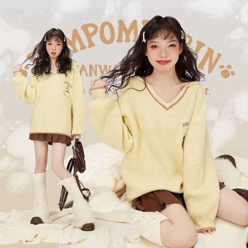 Sanrio My Melody Women's Knitted Sweater Kawaii Anime Figuret Kuromi V-Neck Long Sleeve Girl Harajuku Anime Tops Girly Clothes
Sanrio My Melody Women's Knitted Sweater Kawaii Anime Figuret Kuromi V-Neck Long Sleeve Girl Harajuku Anime Tops Girly Clothes