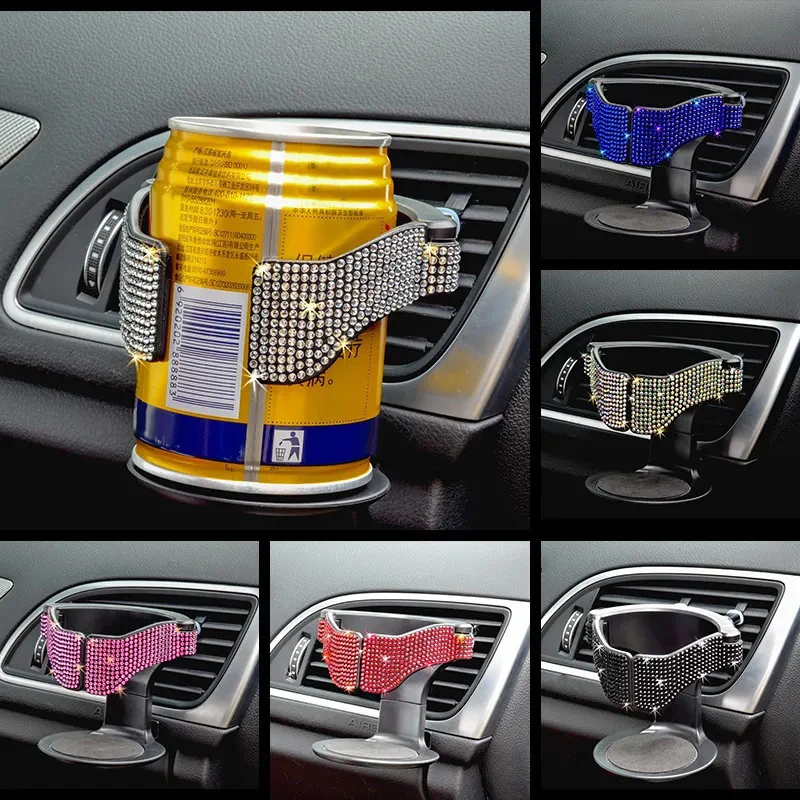 

Rhinestones Car Cup Holder Air Vent Outlet Drink Water Coffee Bottle Holder Can Mounts Holder Beverage Ashtray Mount Stand