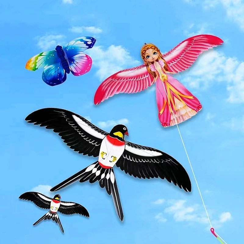 

free shipping 2pcs/lot mini kites flying for children kite line fishing rod dynamic wing PE kite 3d kite pocket kite for kids