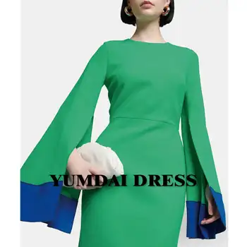 YUMDI 클래식 블루 숄 슬리브 이브닝 가운, 특별한 날, 웨딩 파티용 볼 드레스, 컬러 매칭 드레스, 2023 롱