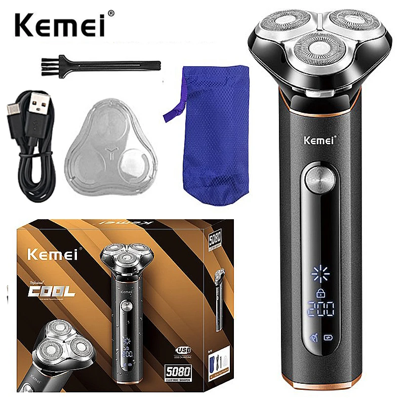 KM-5080 Metal waterproof electric shaver for men wet dry beard electric razor facial shaving machine rechargeable LCD display
KM-5080 Metal waterproof electric shaver for men wet dry beard electric razor facial shaving machine rechargeable LCD display