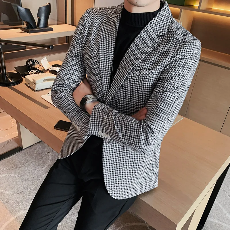 2023 British Retro Style Jacket Men's Slim Fit Checkered Single breasted Suit Men's Business Casual Office Suit Jacket
2023 British Retro Style Jacket Men's Slim Fit Checkered Single breasted Suit Men's Business Casual Office Suit Jacket