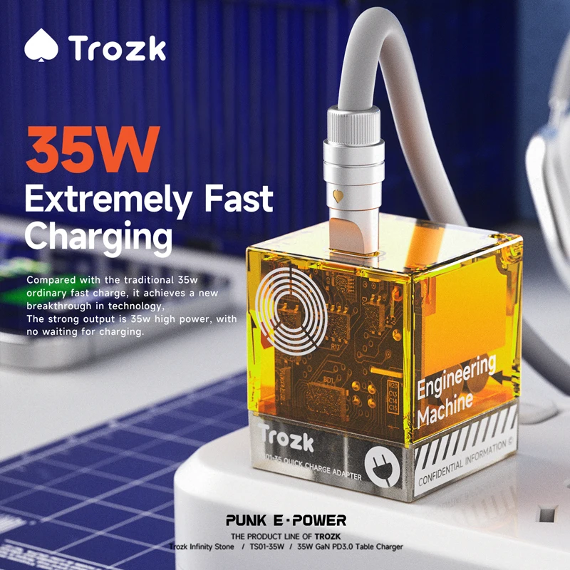 Trozk TS01-35w Infinite Gem 35w Gallium Nitride Fast Charging Head Charger Head Pd Charging Plug for iPhone Charger Adapter
Trozk TS01-35w Infinite Gem 35w Gallium Nitride Fast Charging Head Charger Head Pd Charging Plug for iPhone Charger Adapter