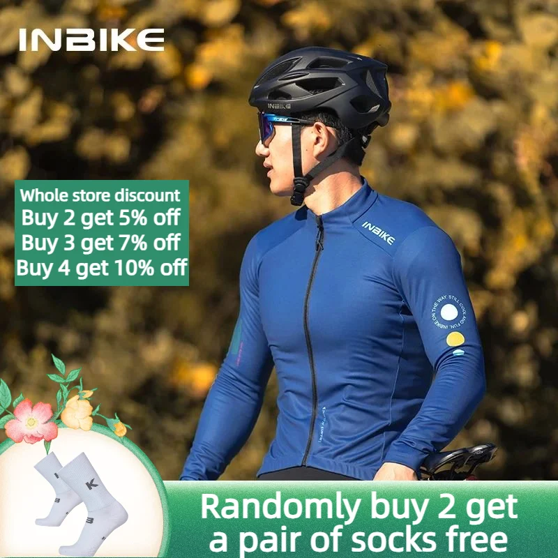 

Inbike Fleece Long Sleeve Keep Warm Cycling Jersey Highly Elastic Fabric Cycling Shirt Multiple Pockets Cycling Clothing Men