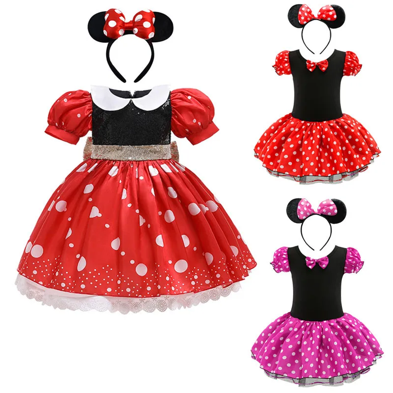 

Girls Mickey Minnie Cartoon Mouse Princess Dress Kids Costume Dots Tutu Mickey Fancy Dress Children Birthday Party Cute Costume