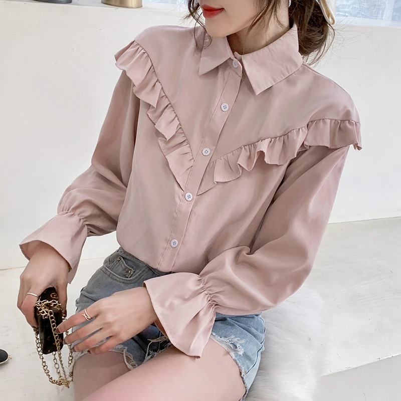Spring Women Flare Sleeve Polo-Neck Collar Women Tops Button Up Shirt Blusas Mujer De Moda 2022 Elegantes Blouses Femme B067
Spring Women Flare Sleeve Polo-Neck Collar Women Tops Button Up Shirt Blusas Mujer De Moda 2022 Elegantes Blouses Femme B067