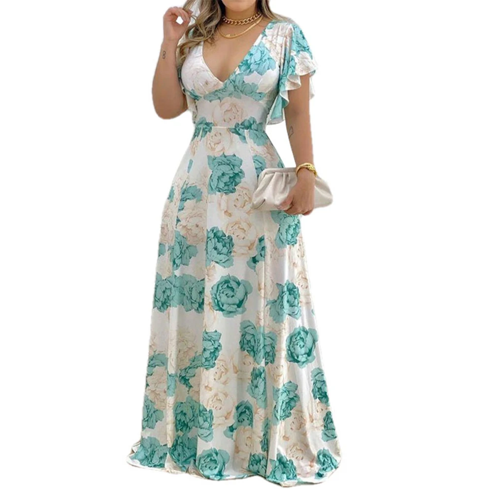 Flower Print Womens Dress Women Long Dress Beach Breathable Daily Elegant High Waist Holiday Maxi Dress Fashion
Flower Print Womens Dress Women Long Dress Beach Breathable Daily Elegant High Waist Holiday Maxi Dress Fashion