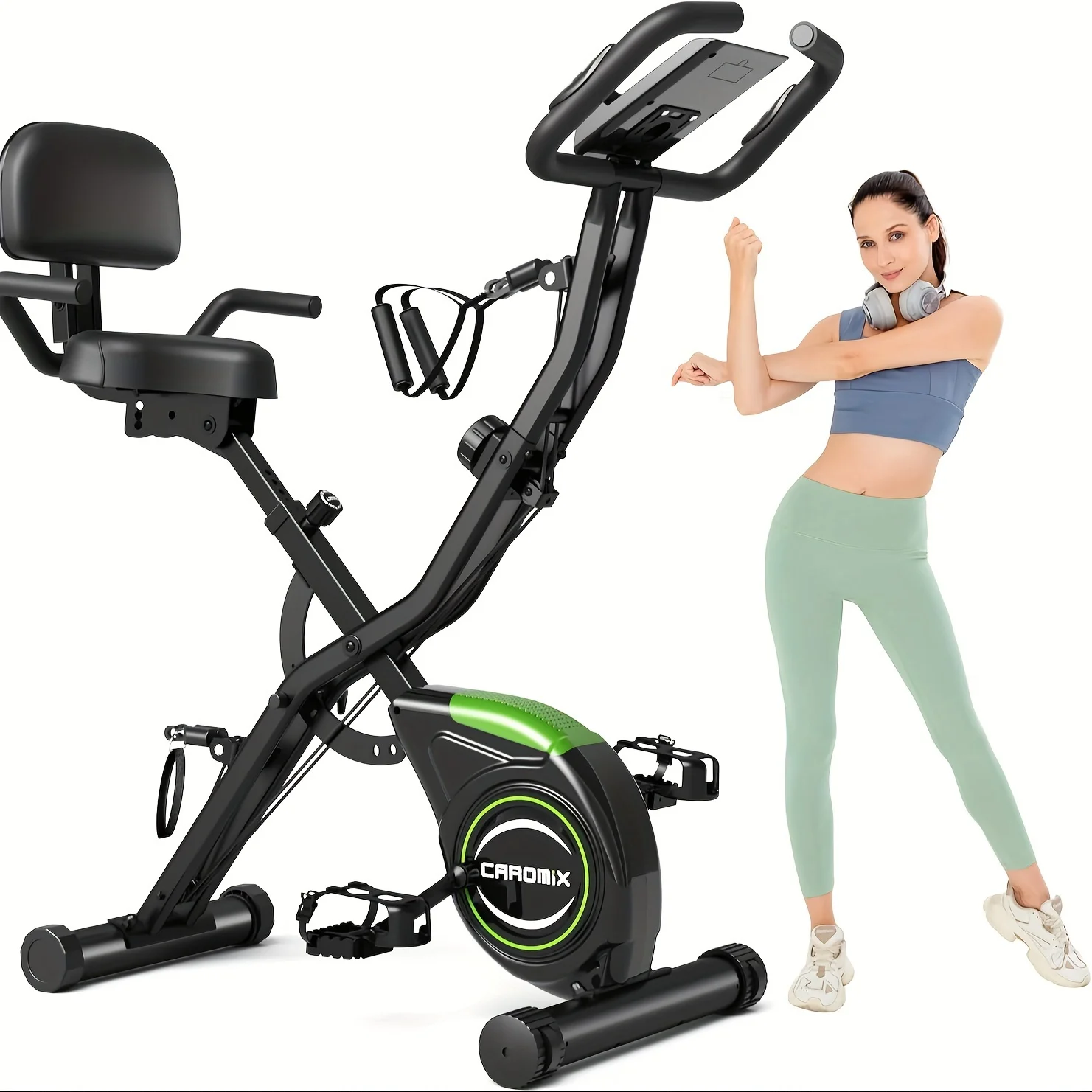 

Folding Exercise Bike, 4 in 1 Stationary Bike for Home Workout with 16-Level Adjustable Resistance, Indoor Cycling Bike with 330