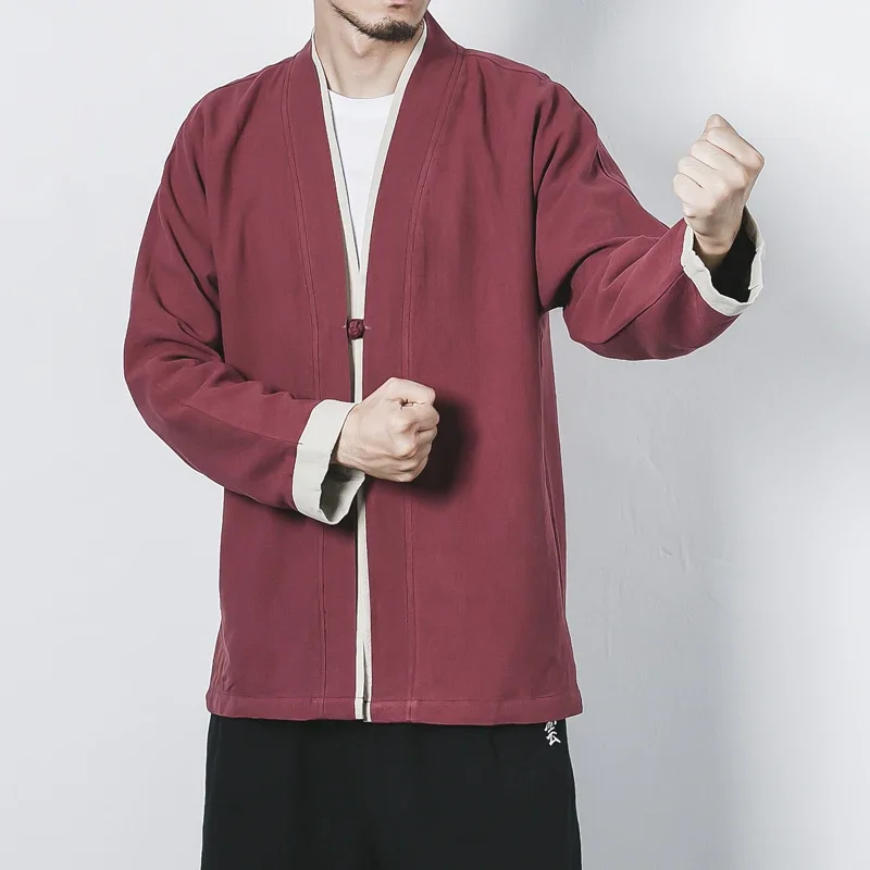 Chinese Style Cardigan Color Matching Loose Large Size Retro Jacket Men's Jacket Layman Clothes Samurai Japanese Kimono Top
Chinese Style Cardigan Color Matching Loose Large Size Retro Jacket Men's Jacket Layman Clothes Samurai Japanese Kimono Top