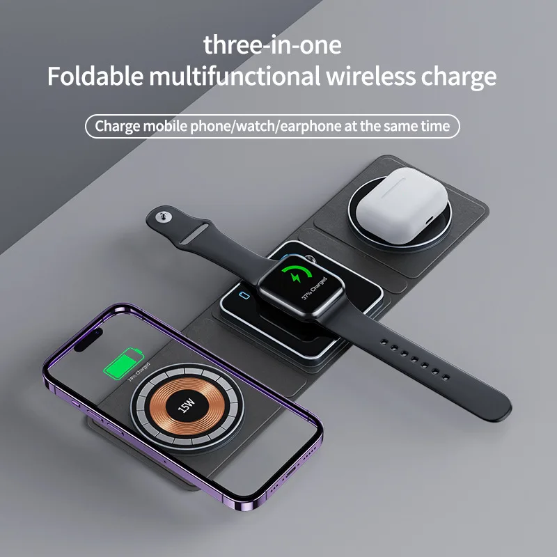 Hot sale 3 in 1 foldable wireless magsafe charger suitable for apple fabric portable magnetic suction wireless charging
Hot sale 3 in 1 foldable wireless magsafe charger suitable for apple fabric portable magnetic suction wireless charging