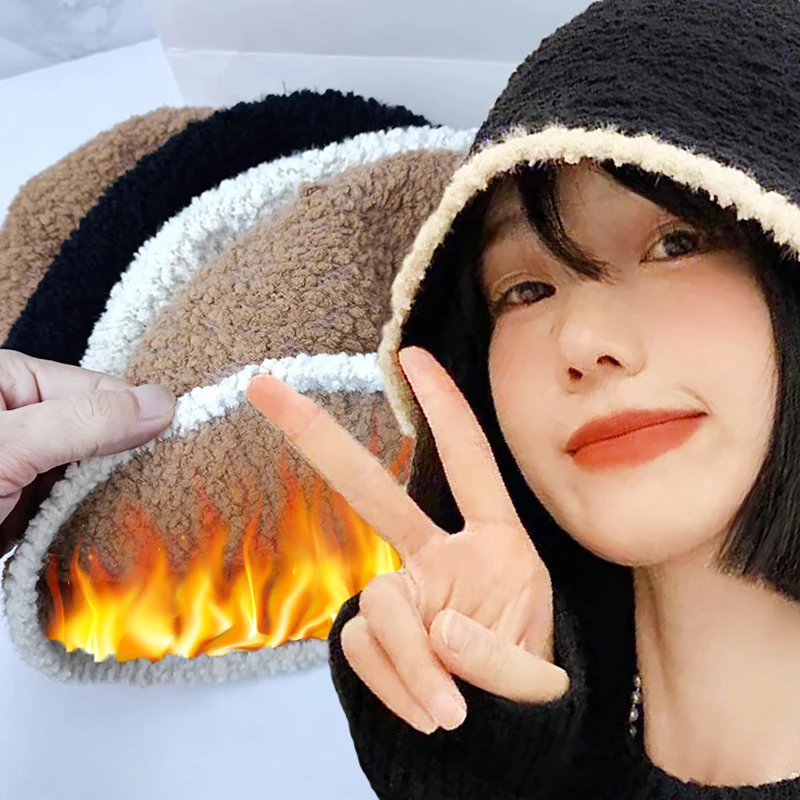 Autumn Winter Solid Color Knitted Plush INS Style Fashion Versatile Bucket Hats Korean Fashion Warm Windproof Lamb Fleece Caps
Autumn Winter Solid Color Knitted Plush INS Style Fashion Versatile Bucket Hats Korean Fashion Warm Windproof Lamb Fleece Caps