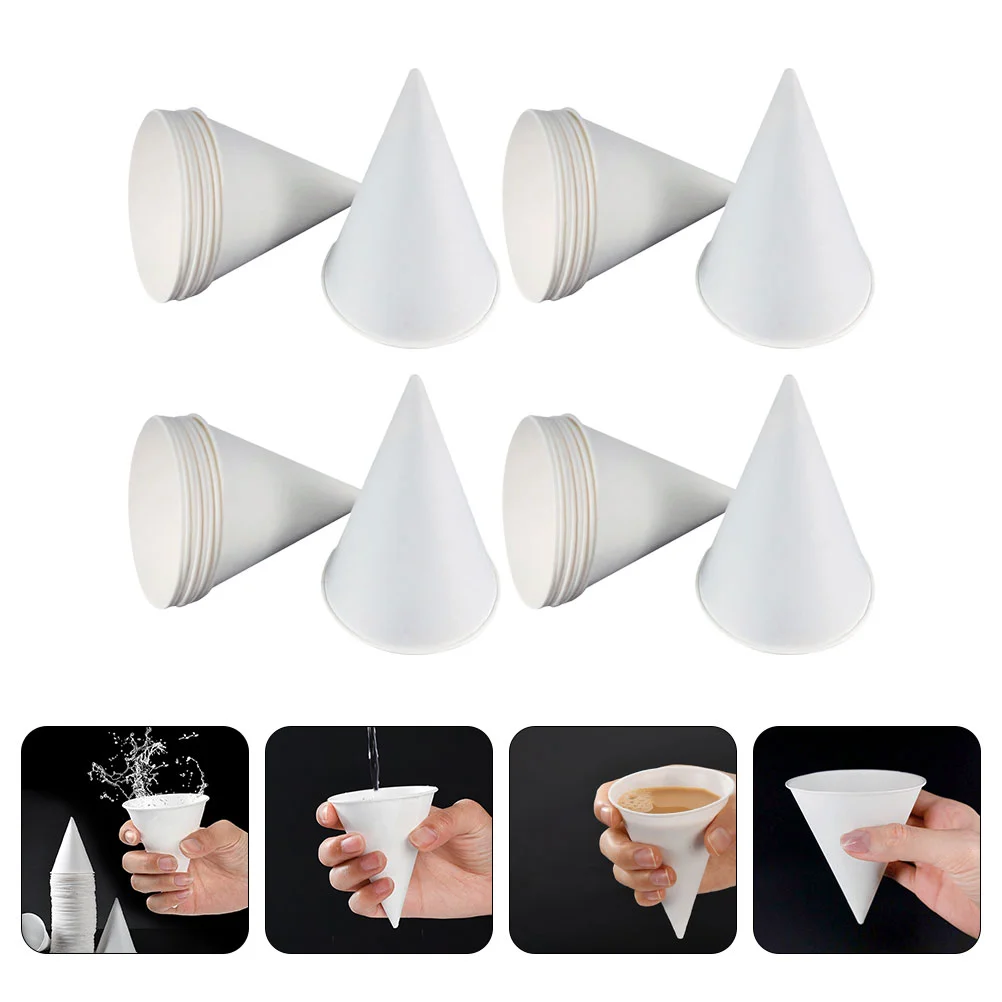 

200 Pcs Drinking Glasses Cone Paper Cup Ice Cream Holders Bowl Water Cooler Cups for Dispensers White