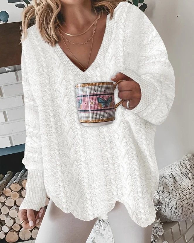 New Fashion Hot Selling Women's Wear 2023 New Trend V-Neck Asymmetric Knitted Sweater Loose Fit
New Fashion Hot Selling Women's Wear 2023 New Trend V-Neck Asymmetric Knitted Sweater Loose Fit