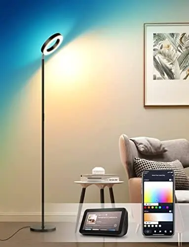 

Lamp, 2400LM Smart RGBW LED Standing Lamp with Double-Side Lighting, WiFi APP Control, Works with Alexa, 2700K-6400K Color Chang
