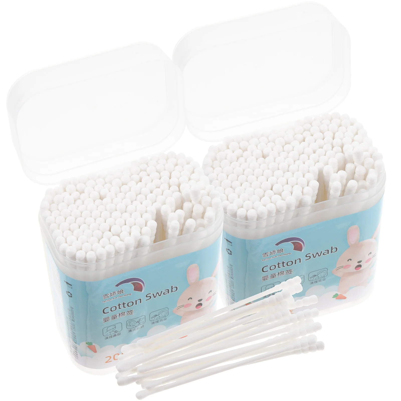 

400PCS/2 Boxes Infant Nose Swabs Buds Safety Ear Baby Care Buds Swabs Infant Cleaning Sticks
