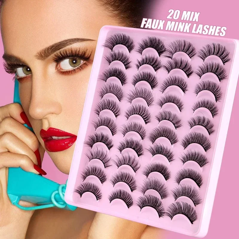 

Fluffy 3D Mink Lashes Natural Eyelash Extension Mink False Eyelashes Cilios Faux Lash Makeup Tool Thick Lashes 20 Pairs