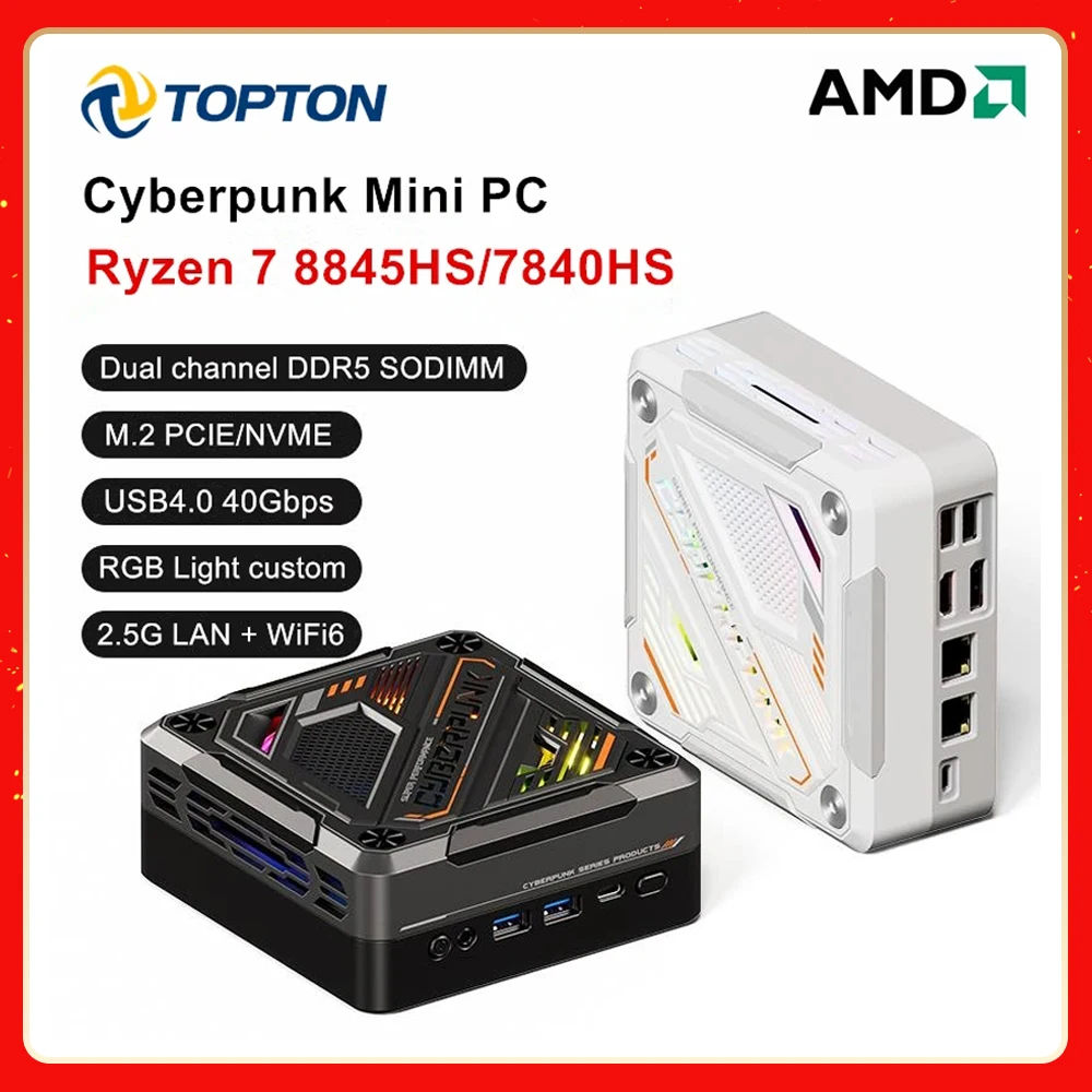 New Cyberpunk Mini PC Gamer AMD Ryzen 7 8845HS 7840HS Windows 11 DDR5 5600MHz 2.5G LAN USB4.0 Desktop Mini Computer 8K NUC WiFi6
New Cyberpunk Mini PC Gamer AMD Ryzen 7 8845HS 7840HS Windows 11 DDR5 5600MHz 2.5G LAN USB4.0 Desktop Mini Computer 8K NUC WiFi6