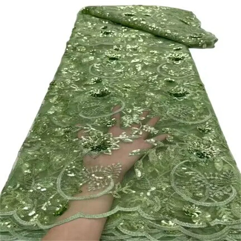 Luxury 3D Lace Fabric 5 Yards Dubai Sequins Tulle Lace Fabric Green Embroidered Sequins African Nigerian Fabric For Sewing
Luxury 3D Lace Fabric 5 Yards Dubai Sequins Tulle Lace Fabric Green Embroidered Sequins African Nigerian Fabric For Sewing