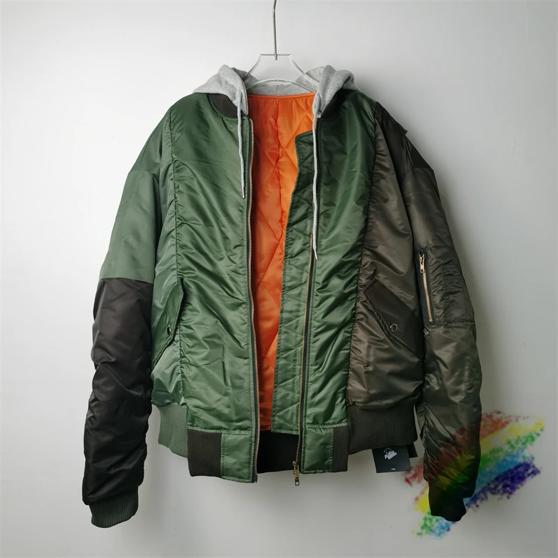 

Grailz G/R Patchwork Irregular Bomber Bread Puffer Jacket Parkas Men Women Flight Hooded Thicken Down Coats