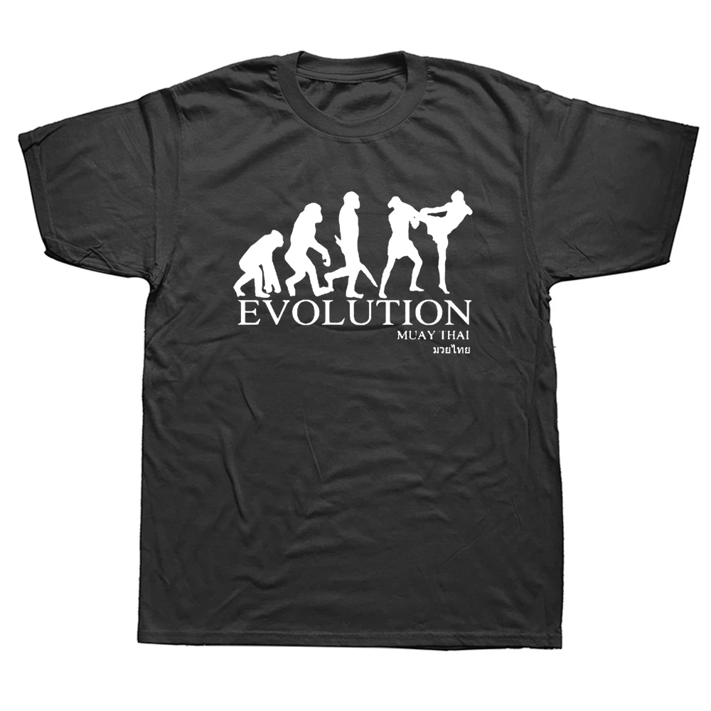 

Funny Muay Thai Boxinger Evolution T Shirts Graphic Cotton Streetwear Short Sleeve Harajuku Martialer Art T-shirt
