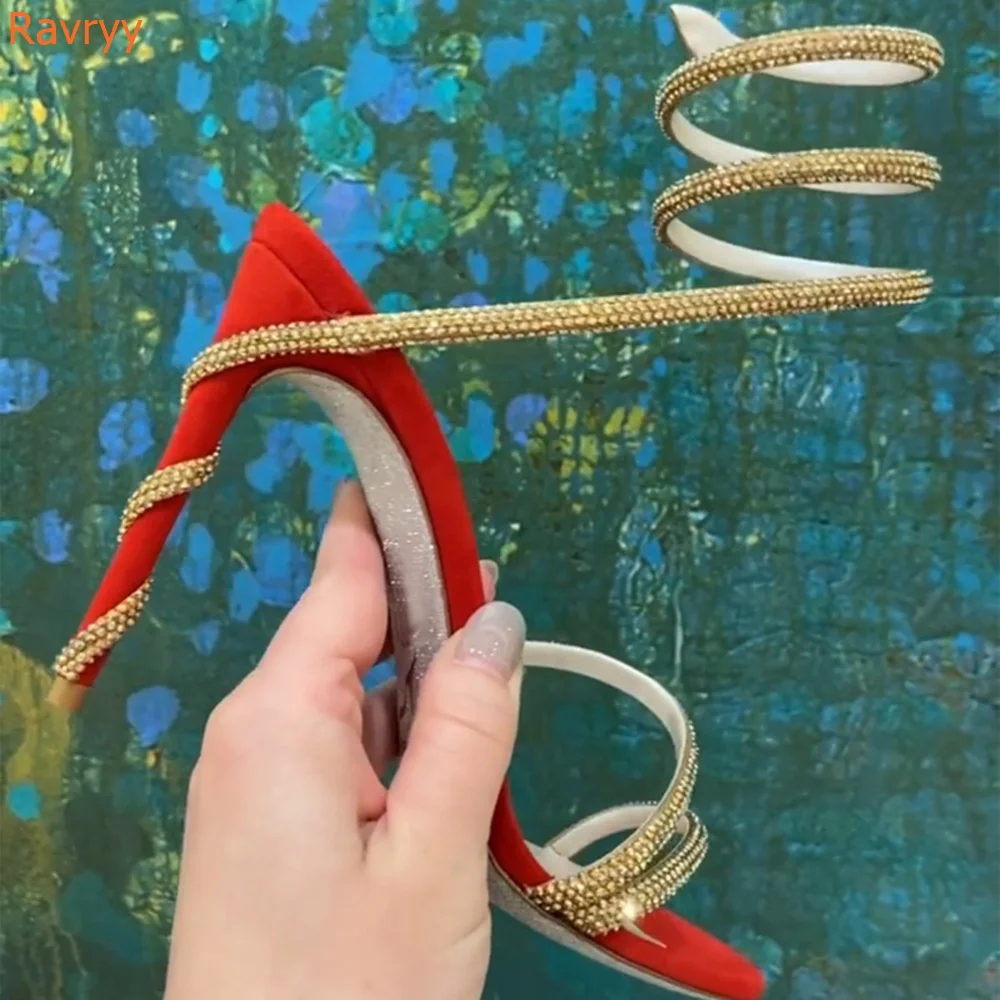 Crystal Rhinestone Twine Sandals Snake Shape Ankle Strap Shoes Open Toe Women Summer Shiny High Heels Silver Gold Shoes
Crystal Rhinestone Twine Sandals Snake Shape Ankle Strap Shoes Open Toe Women Summer Shiny High Heels Silver Gold Shoes