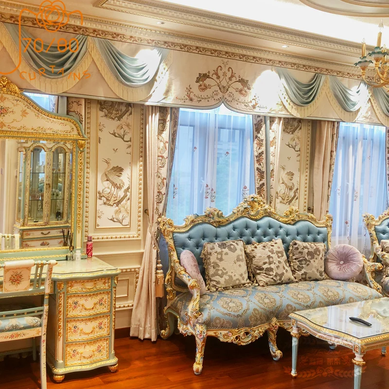 High End Villa Palace Cream Color Embroidery Patched Curtains for Living Room Bedroom French Window Window Screen Customization 
High End Villa Palace Cream Color Embroidery Patched Curtains for Living Room Bedroom French Window Window Screen Customization