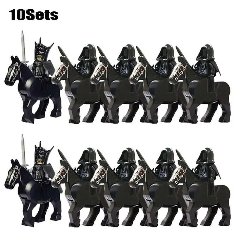 

10 Sets Castle Knight The Lord Ringwraiths and Mouth of Sauron Uruk-hai with Black Horse Figure Building Blocks Set Kids Toys