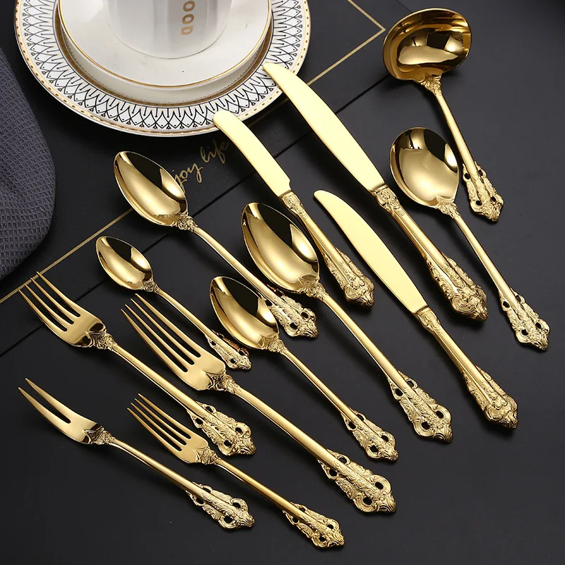 Court 304 Stainless Steel Tableware Openwork Relief Dinner Fork Spoon Light Luxury Steak Knife Fruit Fork Coffee Sp
Court 304 Stainless Steel Tableware Openwork Relief Dinner Fork Spoon Light Luxury Steak Knife Fruit Fork Coffee Sp