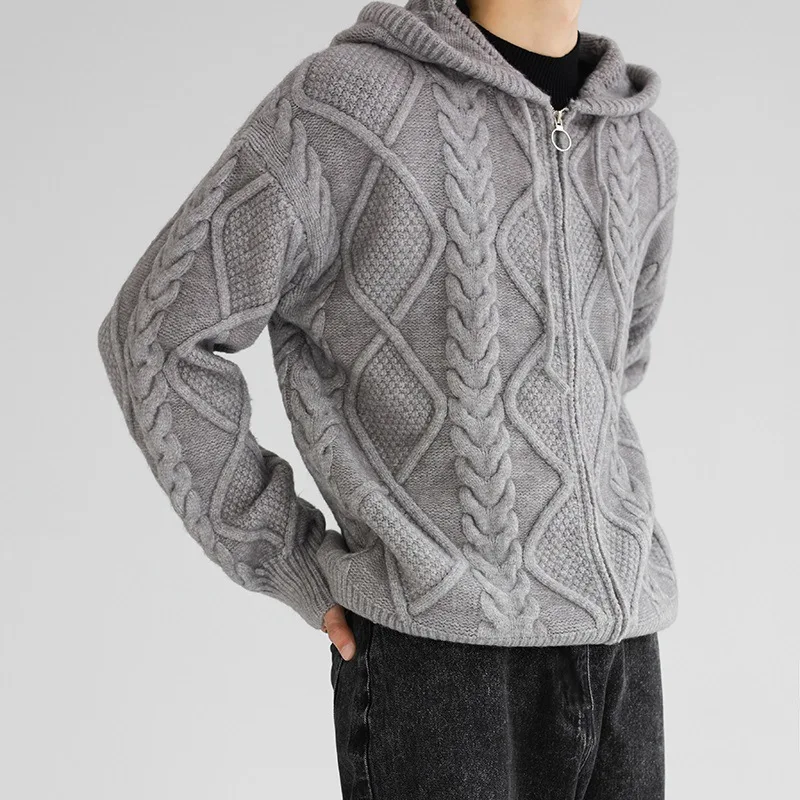 Zipper Sweater Men's Hooded Solid Color Loose Knitwear Cardigan Autumn and Winter New Fashion Korea Style Diamond Sweater Jacket
Zipper Sweater Men's Hooded Solid Color Loose Knitwear Cardigan Autumn and Winter New Fashion Korea Style Diamond Sweater Jacket