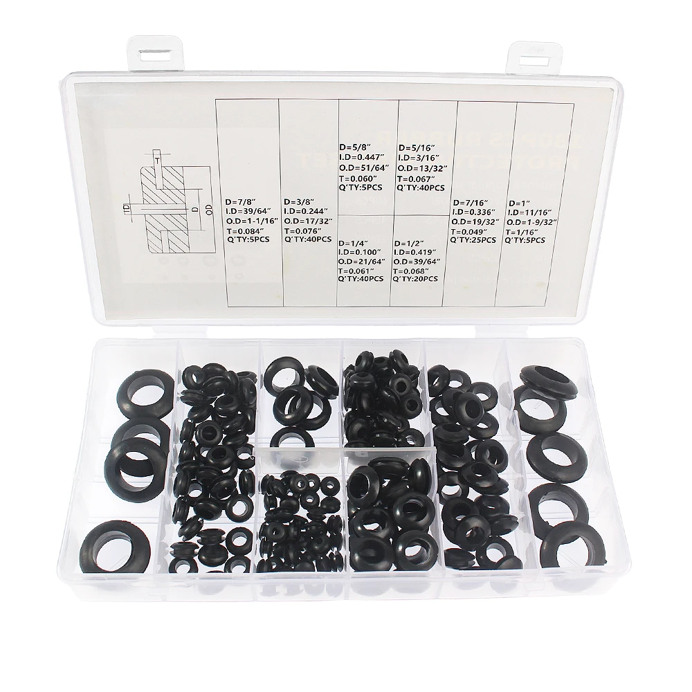 180PCS Black Rubber O-ring Kit - Guard Rings, Sealing Rings, and Oil Retainer Washers - Rubber Car Rings Set in a Box
180PCS Black Rubber O-ring Kit - Guard Rings, Sealing Rings, and Oil Retainer Washers - Rubber Car Rings Set in a Box